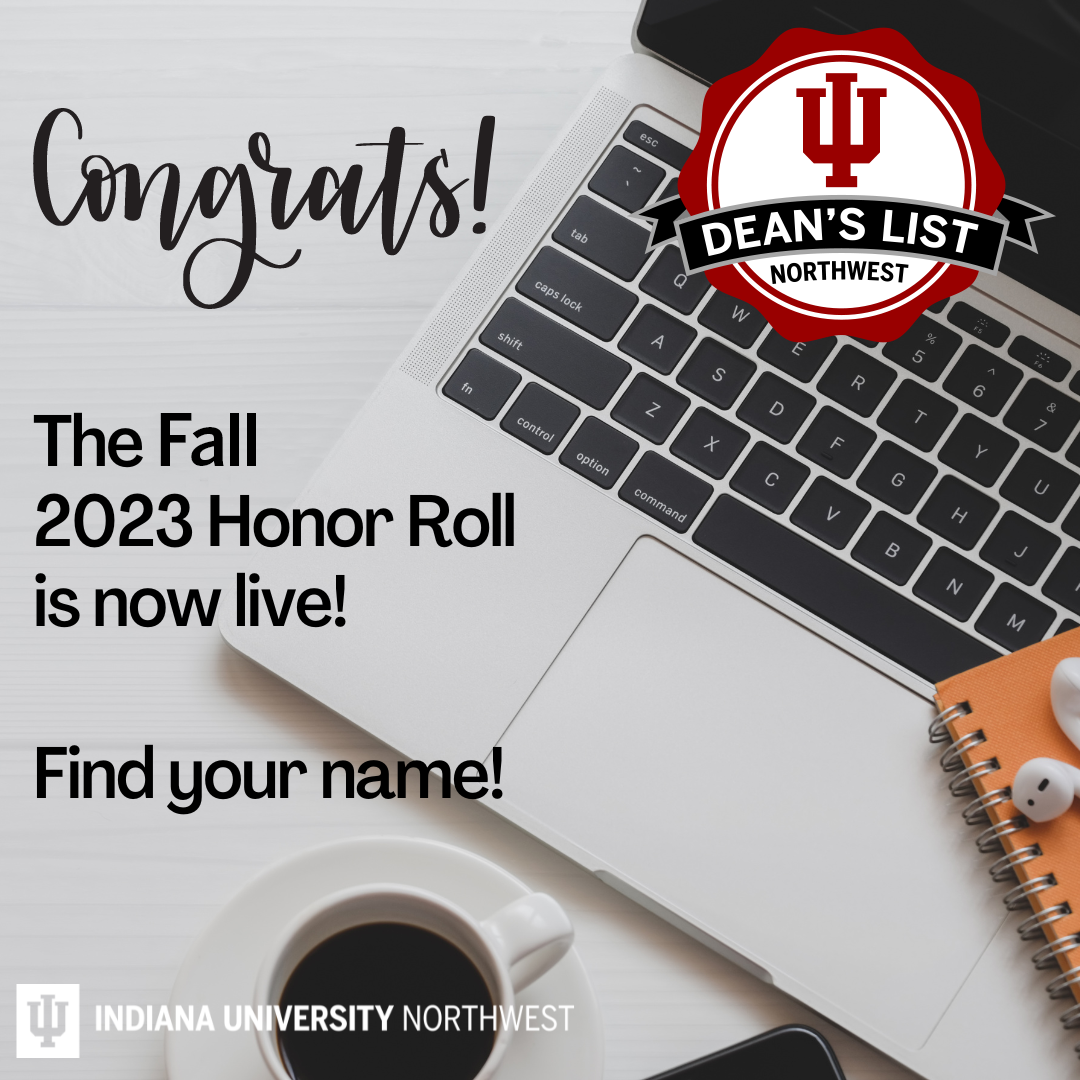 Graphic with a computer and congratulatory message to Fall 2023 Honor Roll recipients.